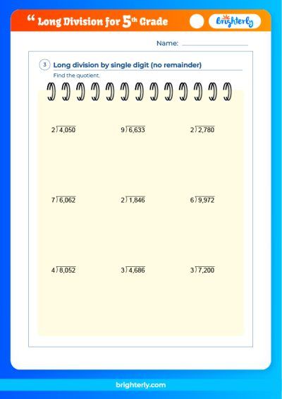 division worksheet for 5th grade
