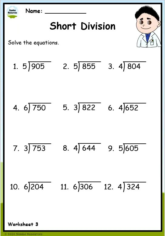 division worksheet for 6th graders