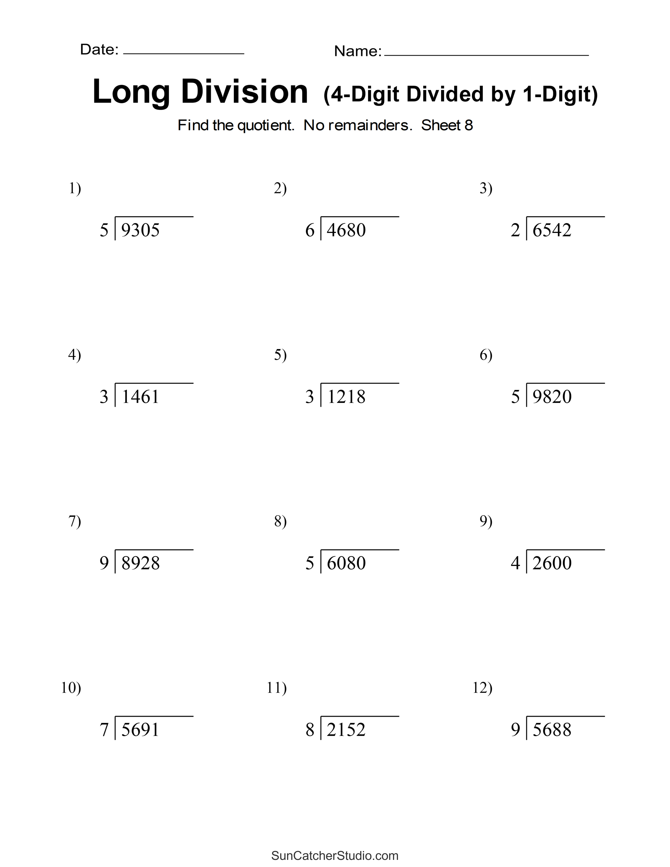 division worksheet for free