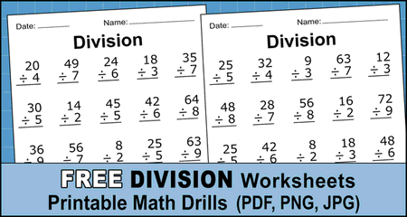 Division Worksheets &  Problems (Free Printable Math Drills) - DIY ...
