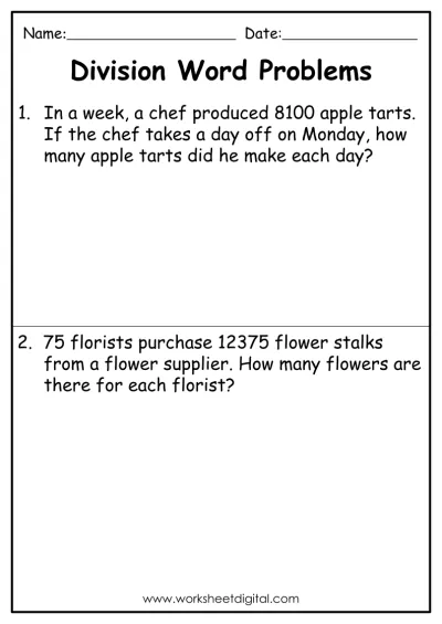 Division - Worksheet Digital