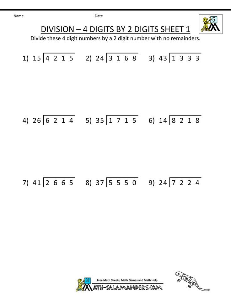 Long Division Worksheets for 5th Grade