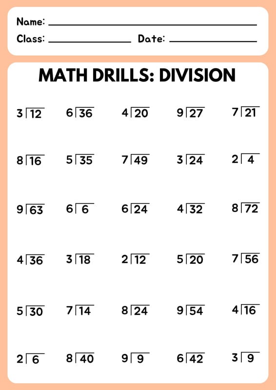 Free to edit and print division worksheet templates 