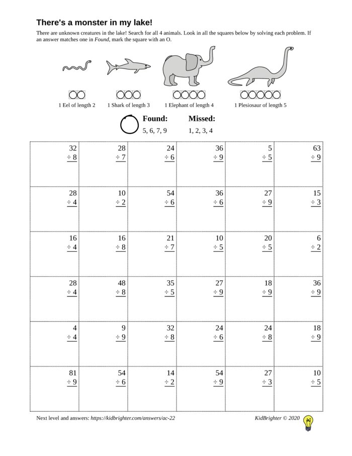 division worksheet grade three