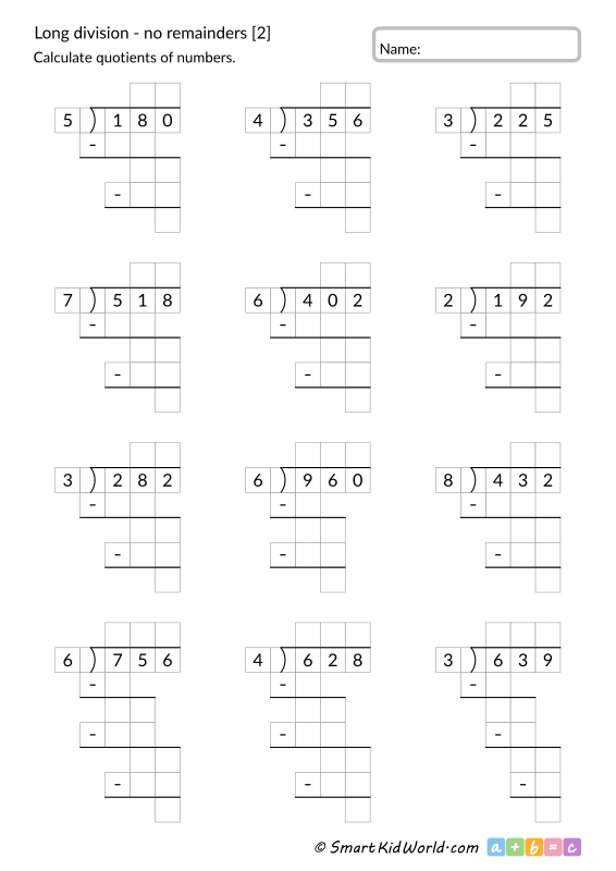 Long division, no remainders, 6-digit dividend worksheets | K5 ...