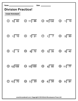 Simple Division Worksheet Maker - Create Infinite Math Worksheets!