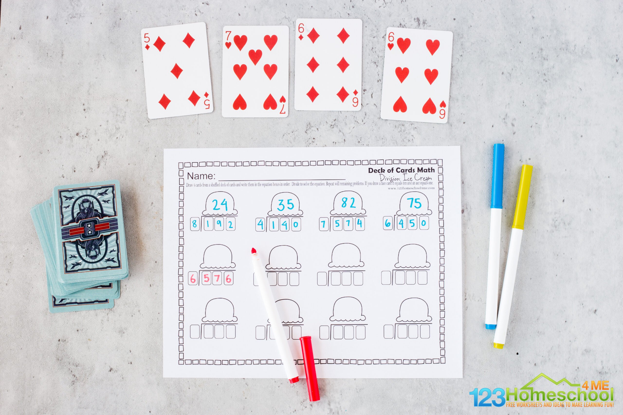 ? FREE Deck of Cards Printable Division Worksheets