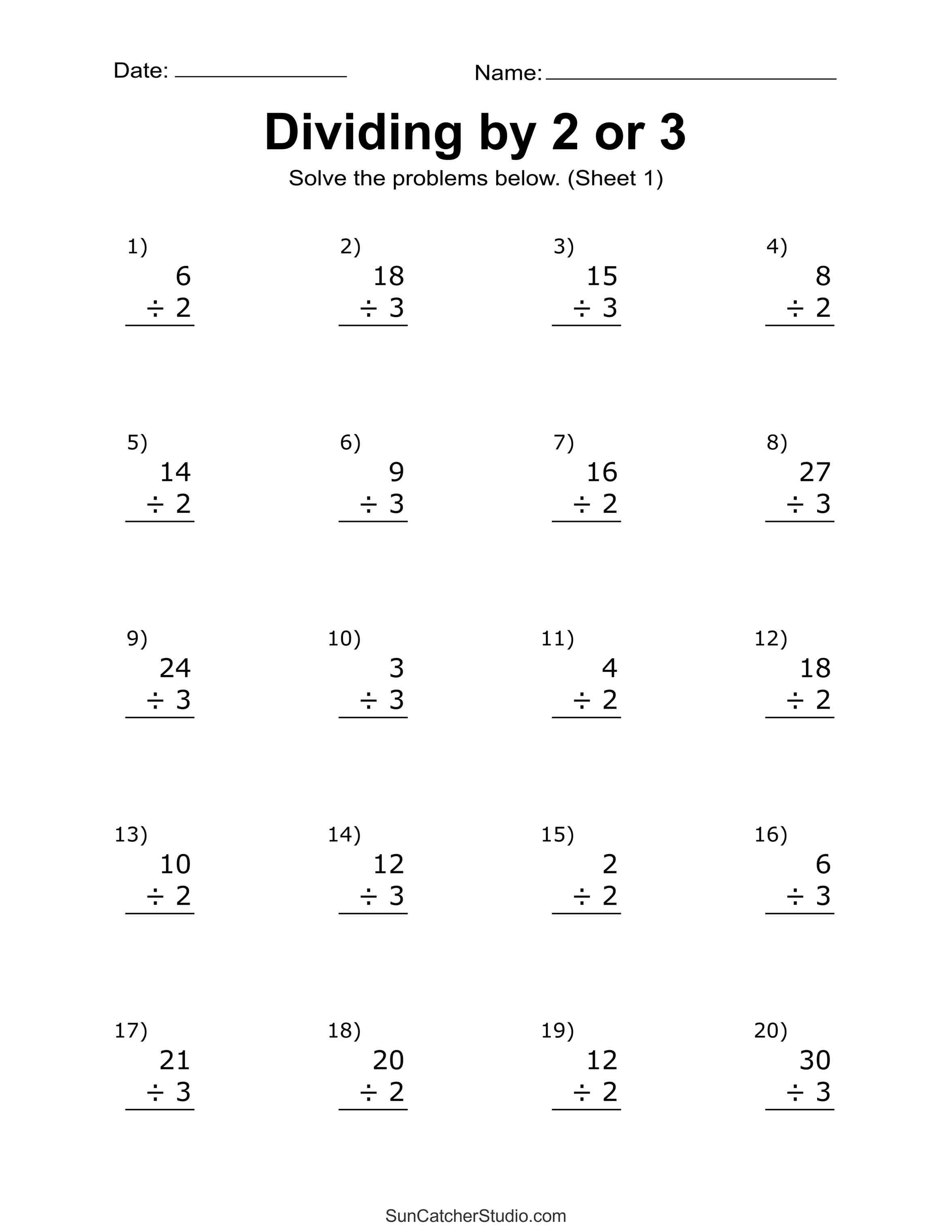 Division Worksheets &  Problems (Free Printable Math Drills) - DIY ...
