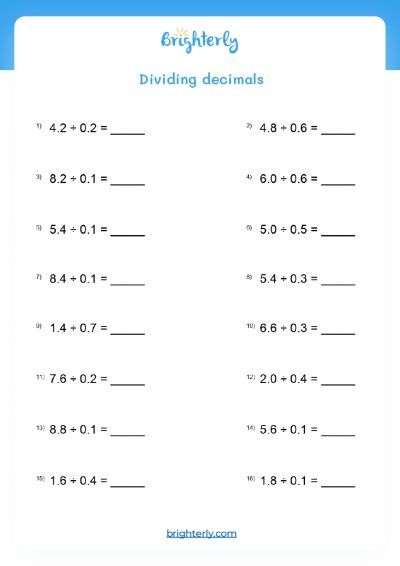 Free Printable Dividing Decimals Worksheet [PDF] Brighterly.com
