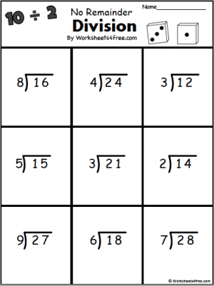 division worksheet with no remainders