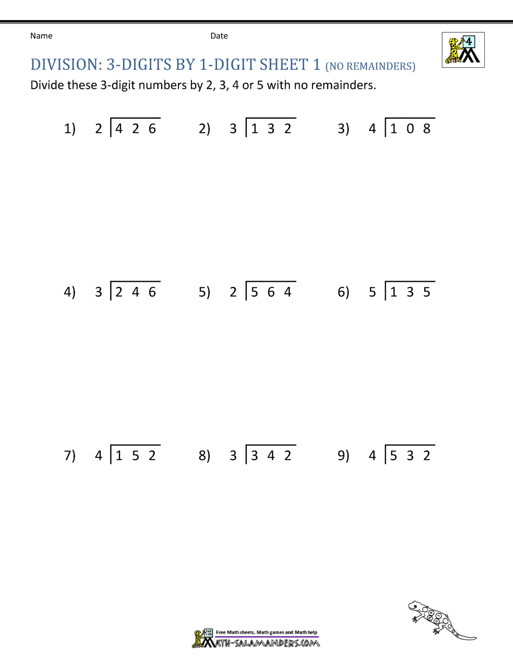 division worksheet with remainders 4th grade