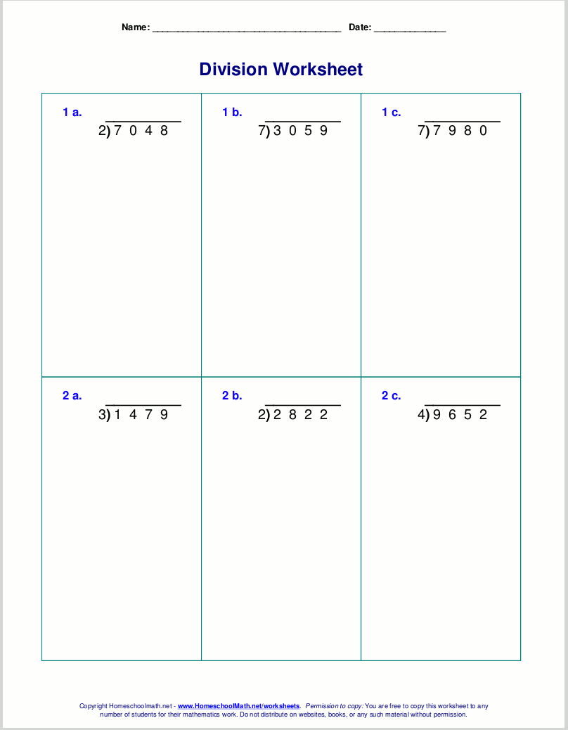 divison worksheet