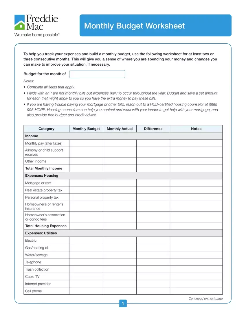 Monthly Budget Worksheet ≡ Fill Out Printable PDF Forms Online