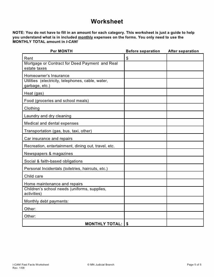 Divorce Financial Planning Worksheet | Divorce, Financial planning ...
