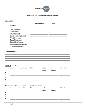 divorce financial worksheet