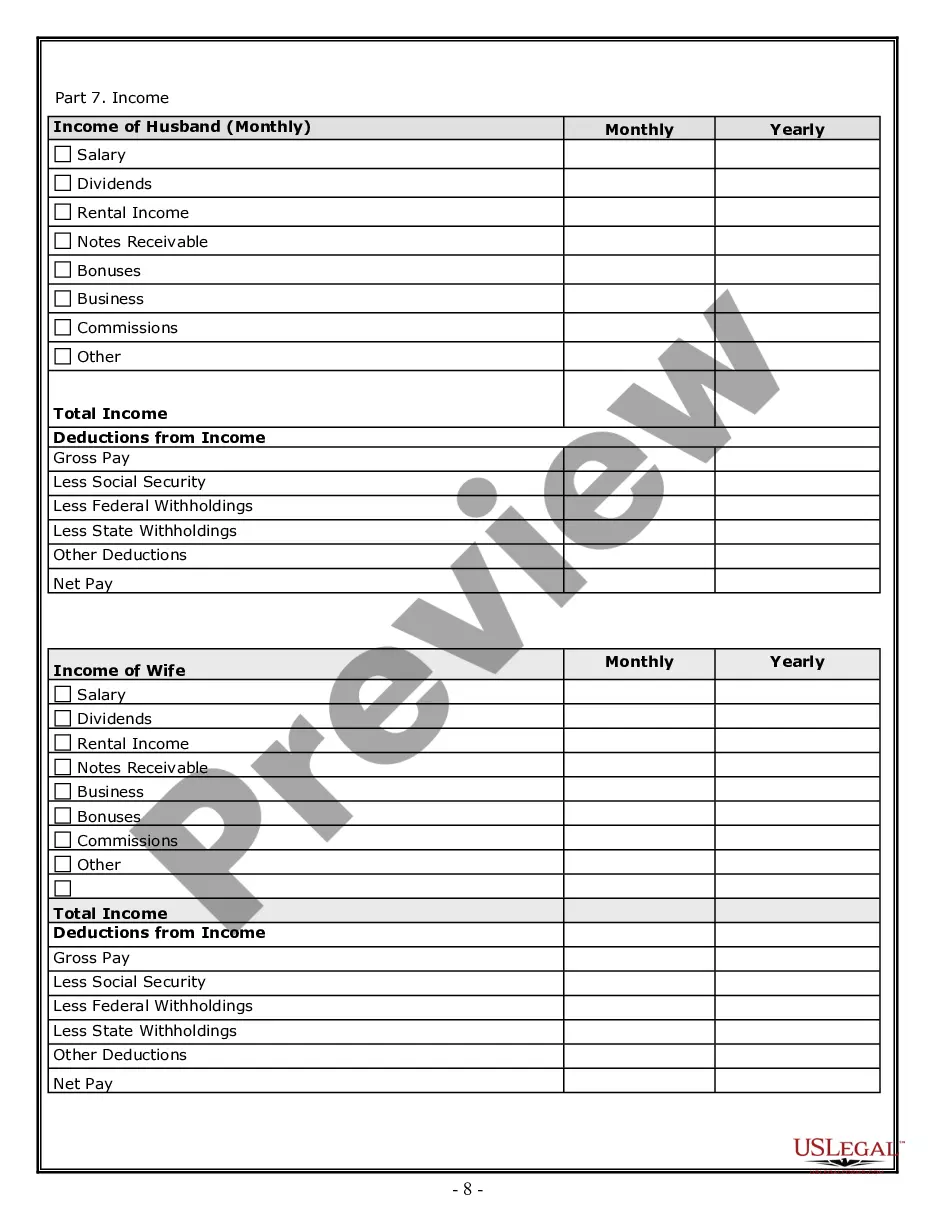 divorce financial worksheet
