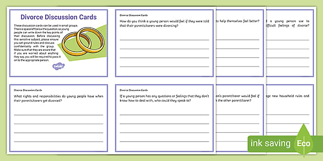 Divorce Discussion Cards (teacher made) 