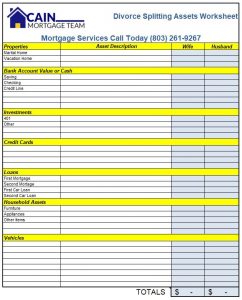 divorce worksheet