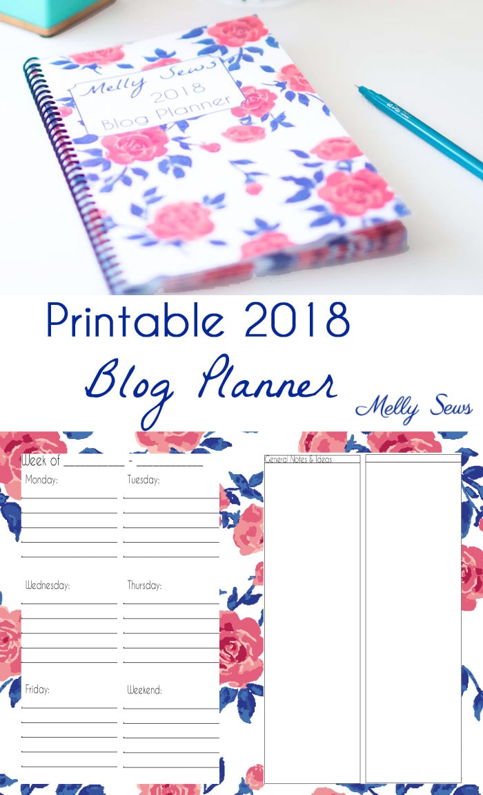2018 Printable Planner - My New Blog Planner - Melly Sews