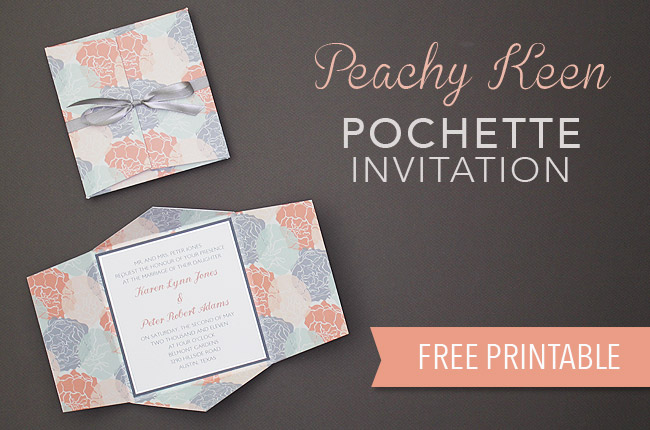 Free Wedding Invitation Printable : Peachy Keen Pouchette Invitation