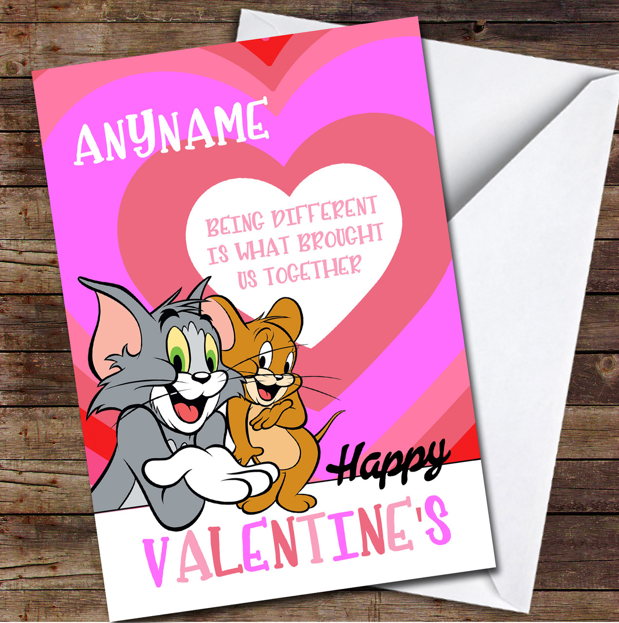 Tom &  Jerry Classic Personalized Valentines Day Card - Red Heart ...