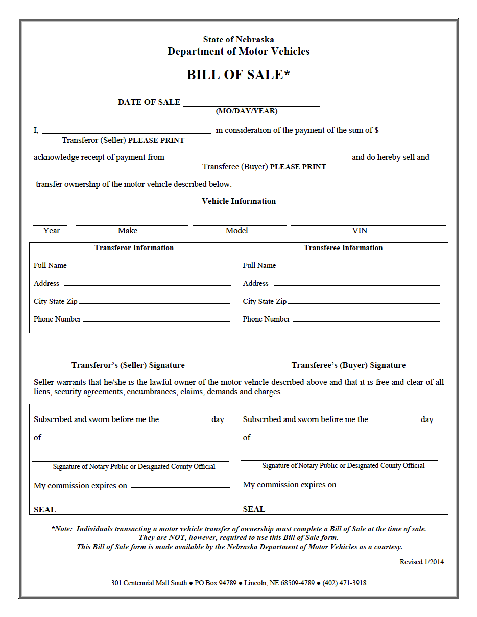 dmv printable bill of sale indiana