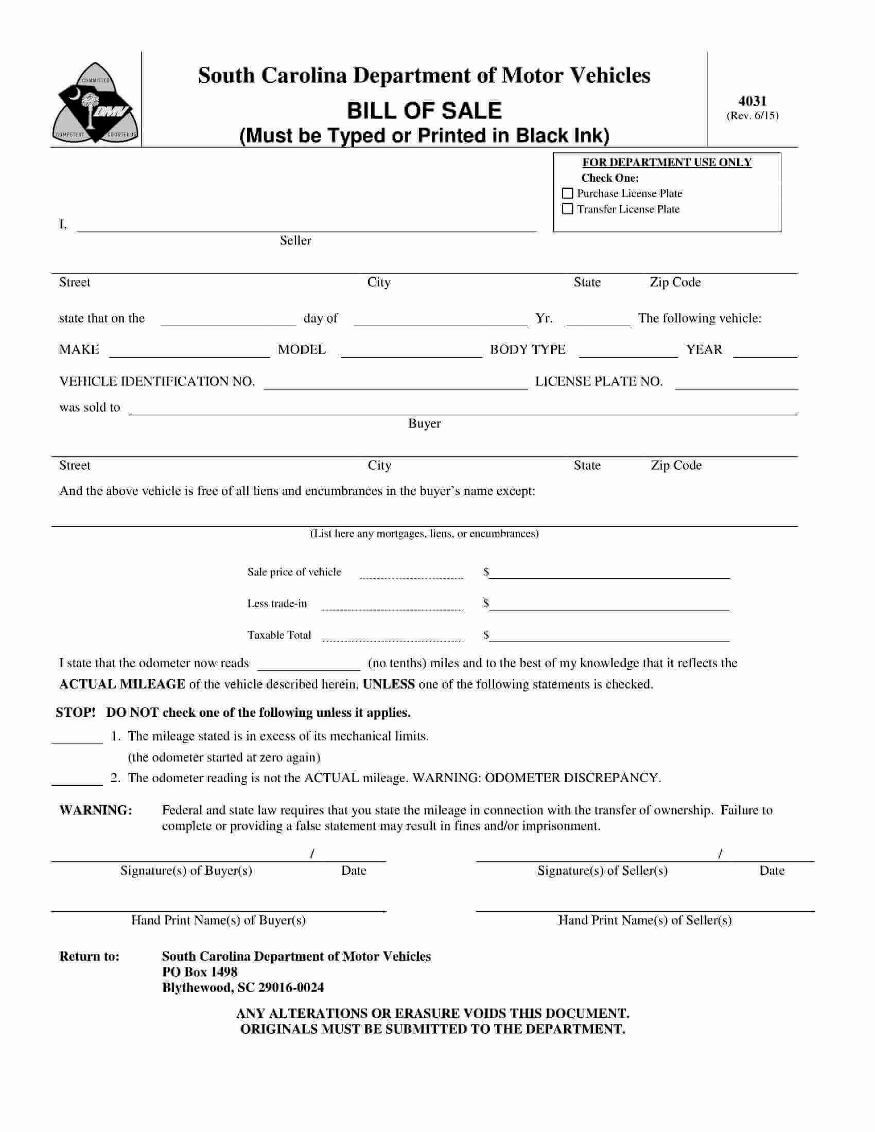 dmv printable bill of sale indiana