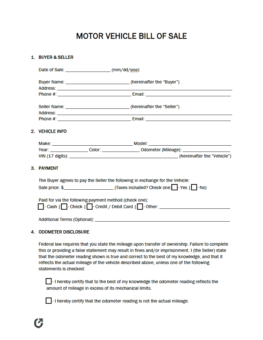 dmv printable bill of sale indiana