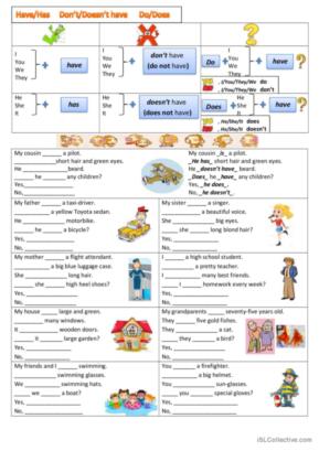 524 Do does English ESL worksheets pdf &  doc