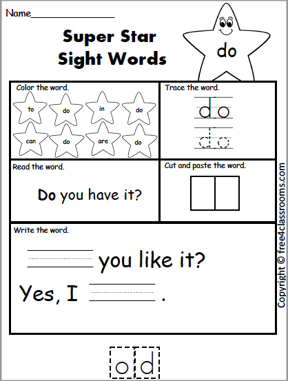 Free Sight Word Worksheet - (do) - Free Worksheets - Free4Classrooms