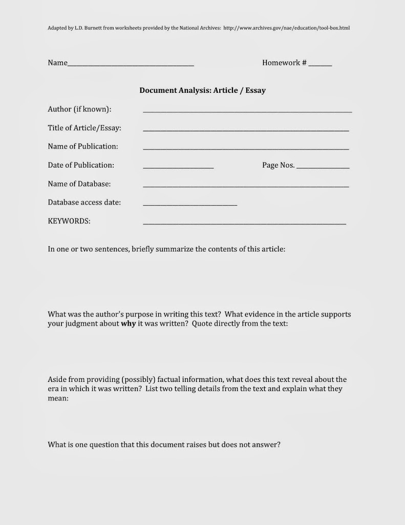 Primary Source Analysis Worksheets Teaching United States History