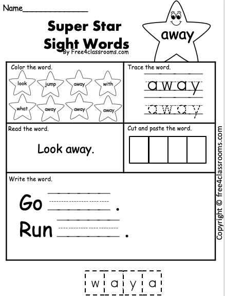 dolch sight word worksheet