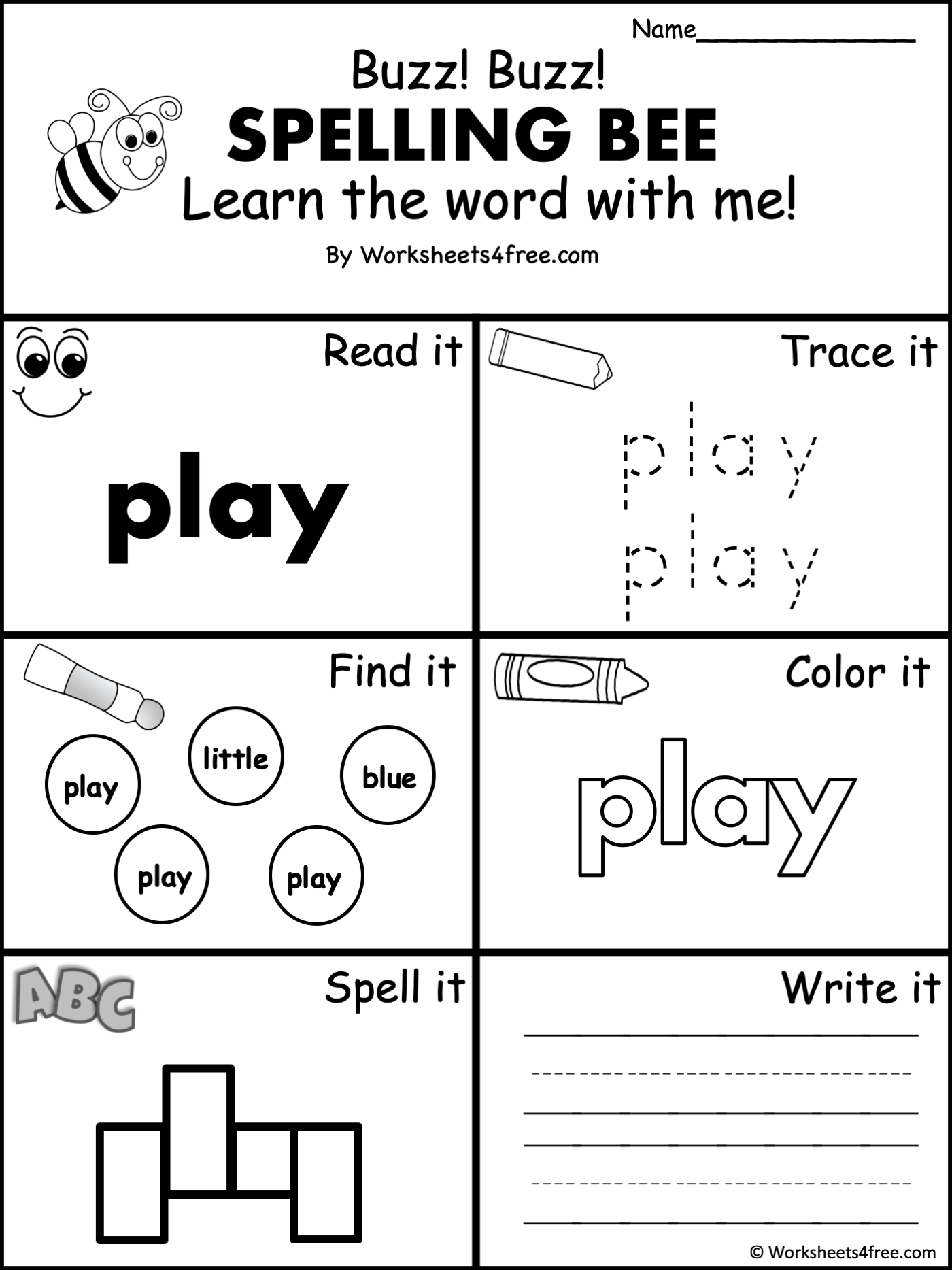 Free Dolch Sight Word Worksheet - play - Worksheets4Free