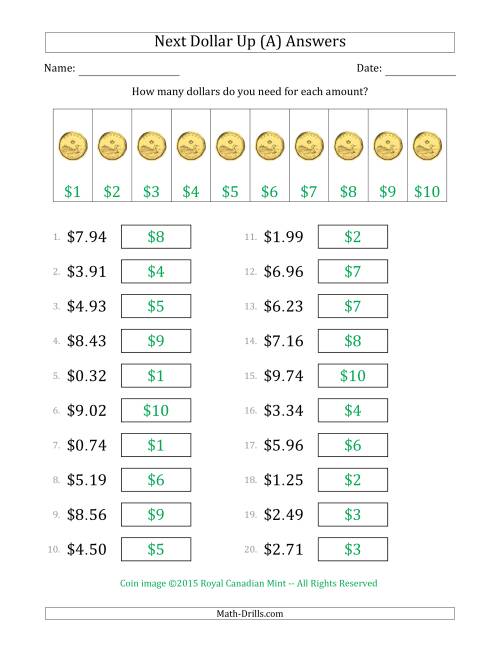 Next Dollar Up Strategy with Amounts to $10 (Canada) (A)