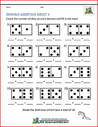 domino addition worksheet for kindergarten