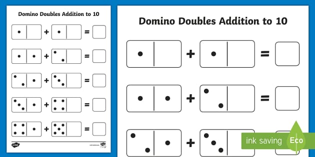 Domino Doubles Addition to 10 Worksheet (teacher made)