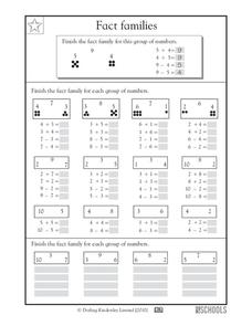 domino fact family worksheet printable