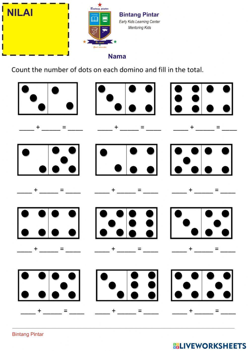 Math domino worksheet  