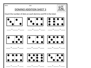 Domino Addition, Sheet 3 Worksheet for 1st - 2nd Grade | Lesson Planet