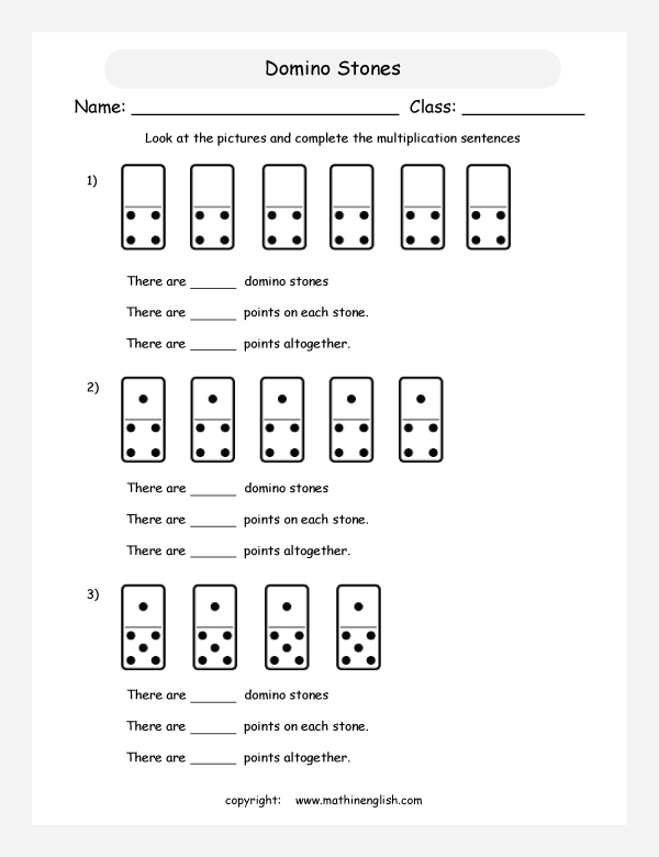 domino math worksheet