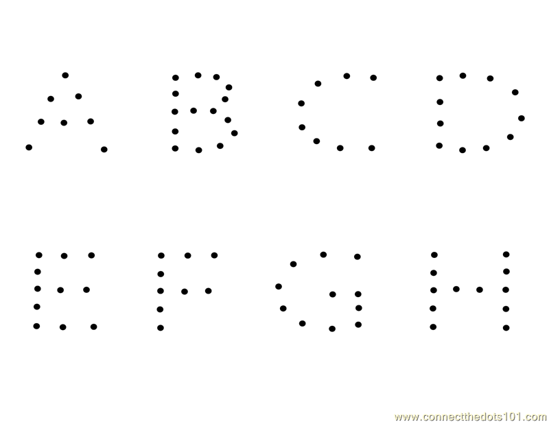 Alphabets A to H dot to dot printable worksheet - Connect The Dots