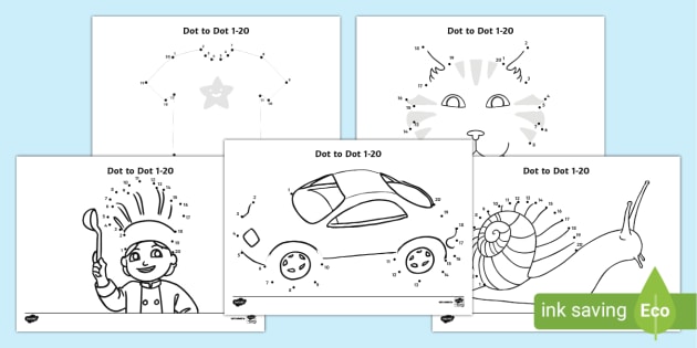 FREE! - Dot to Dot with Numbers 1-20 Worksheet 