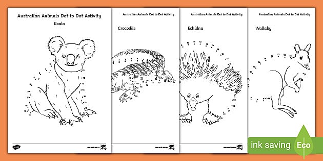 Australian Animal Dot to Dot Worksheets (teacher made)