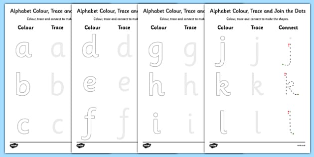 Alphabet Colour Trace and Join the Dots Worksheets 