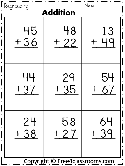 Free Addition Worksheets - 2 Digit - With Regrouping - Free ...