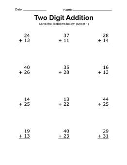 Two Digit Addition Worksheets (Printable 2-Digit Problems) - DIY ...
