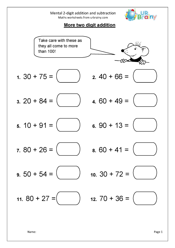 Mental 2-digit addition and subtraction - Subtraction Maths ...