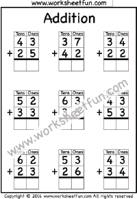 double digit addition no regrouping worksheet