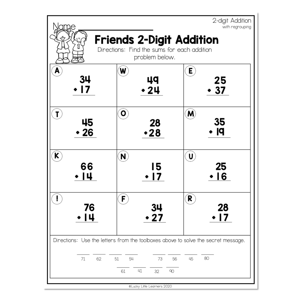 double digit addition worksheet with regrouping