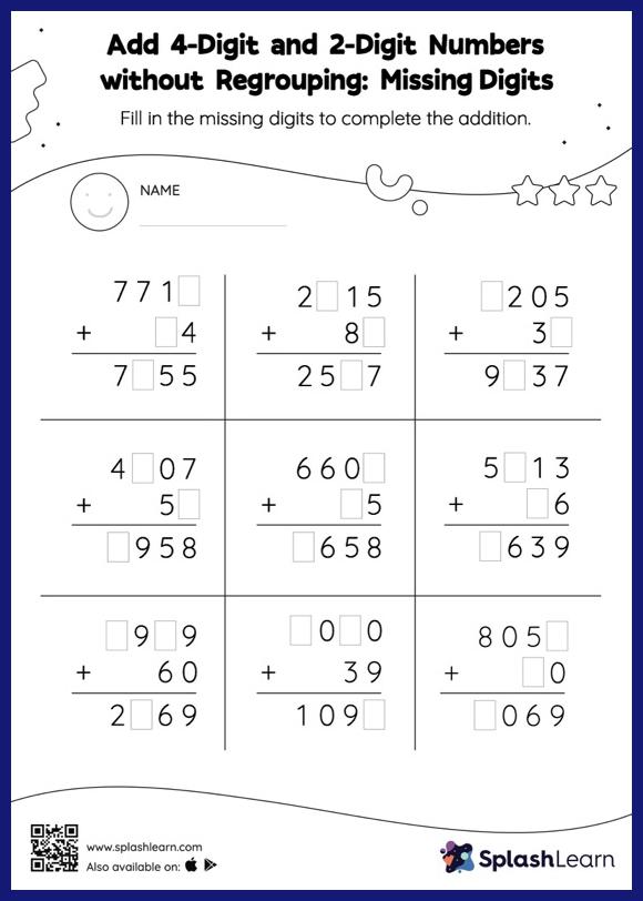 double digit addition worksheet without regrouping